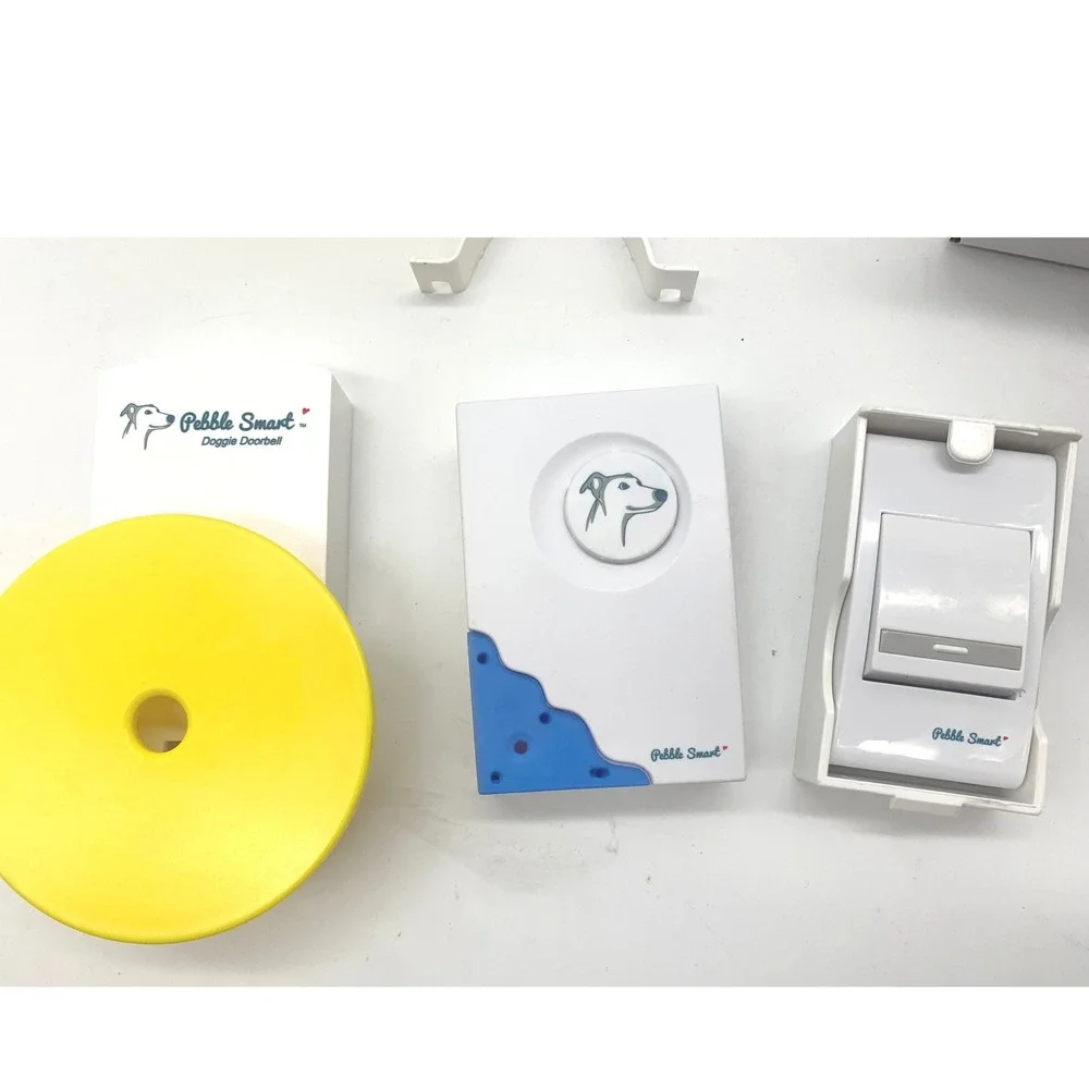 Pebble Smart Doggie Doorbell Yellow Accent Wireless Pet Dog Training  250ft